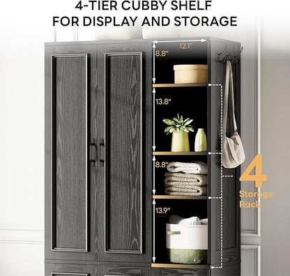 LIKIMIO Armoire Wardrobe Closet 70" H, 5 Doors Bedroom Wooden Wardrobe