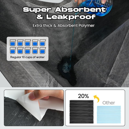 Dog Pee Pads for Dogs XXL 30"x36" Charcoal Puppy Pads 50 Counts Extra Large Disposable Activated Carbon Super Absorbent Full Edge-Wrapping Odor-Control Training Pads with Adhesive Tabs