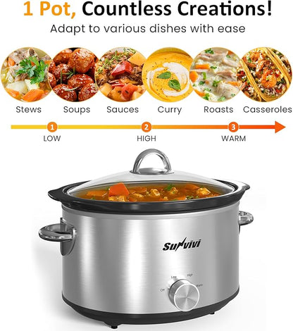 Sunvivi Small Slow Cooker 4QT, Mini Food Warmer