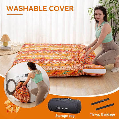 Dr.Futon Japanese Floor Futon Mattress Extra Thick Folding Roll Up Bed Topper Mat for Guest,Lounger and Tavel