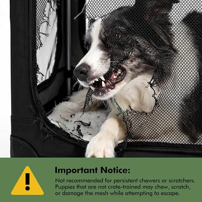 Veraste 33" Soft Collapsible Travel Dog Crate for Medium Large Dogs,Black | 4-Door Foldable Travel Crate,breathable mesh, foldable with storage bag