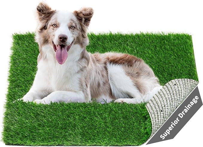 2 Pack Artificial Dog Grass Pee Pad 20"x 25", Fake Grass Pad for Dogs Tray | Easy to Clean, Replacement Turf Mat, Washable, Reusable, Realistic, Indoor Puppy Potty Training, for Apartment, Balcony Use