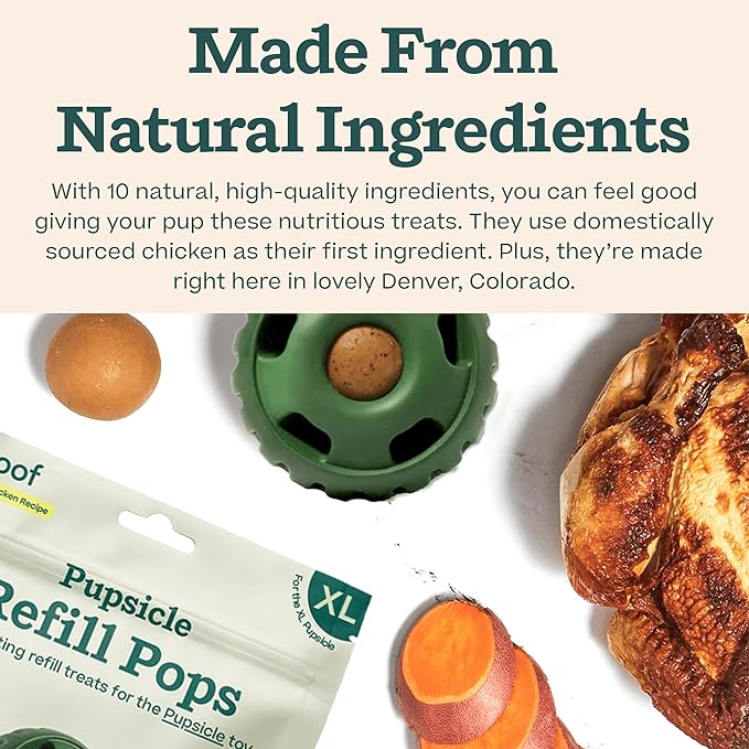WOOF Pupsicle Refill Pops, Delicious Long Lasting Dog Treats, Pre-Made Pupsicle Refills for Dogs, Wholesome Ingredients, Low-Mess Chicken Pet Treats - XL Pops - 5 Count - 2 Pack