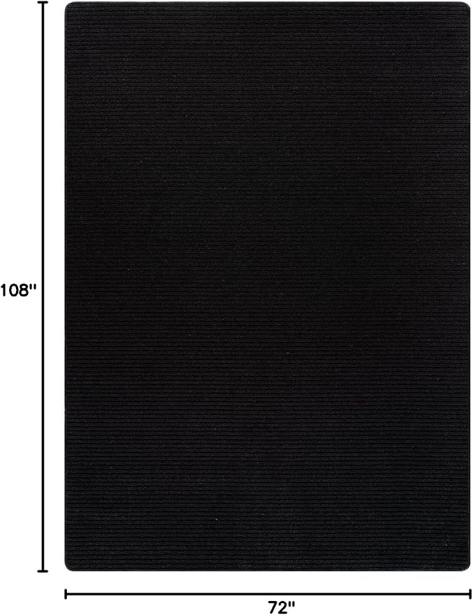 Non Slip Black Solid Rubber Back Thing Rug for Living Room 6x9 Area Rugs for Kitchen, Rugs for Bedroom, Stain Resistant Easy Cleaning Non Shedding Carpet Black 6 x 9