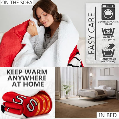 Peanuts Snoopy Heated Blanket Electric, Luxurious Fleece Throw, 9 Heat Settings
