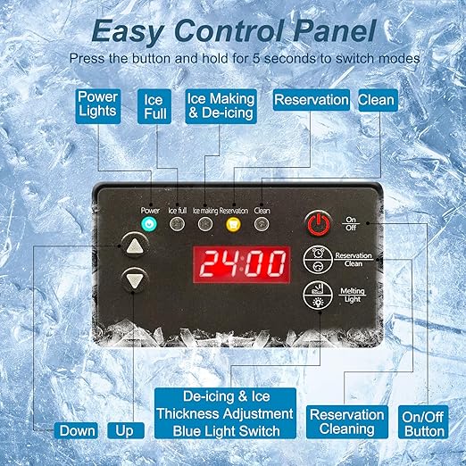 Commercial Ice Maker Machine 120 LBS/24H, 60 LBS Cold Preservation Bin