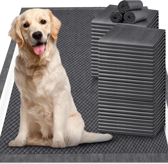 Gimars XL 28"x34" 6-Layer Ultra Abolsorbent Pee Pads for Dogs, Leak-Proof Carbon Dog Puppy Pads, Odor-Control & Quick Dry Dog Training Pads 30 Counts Charcoal