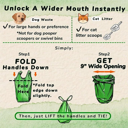Ultra Thick & Deep RockRhino Dog Poop Bags for Large & XL Breeds | 4-Layer Interlocked Bottom | 100% Home Compostable, 0% Plastic | Vanilla-Scented | 150 Bags, Easy Open Tie Handles, Not for Scooper