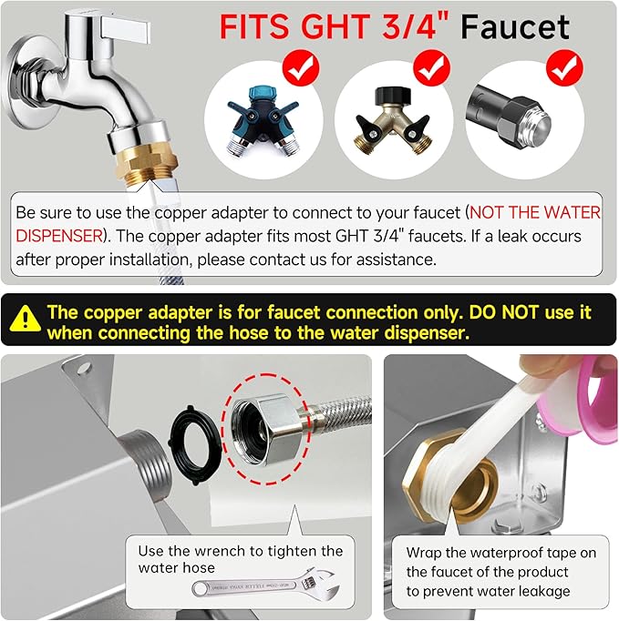 Automatic Water Dispenser for Dogs, 3L /101 oz 304 Stainless Steel Dog Water