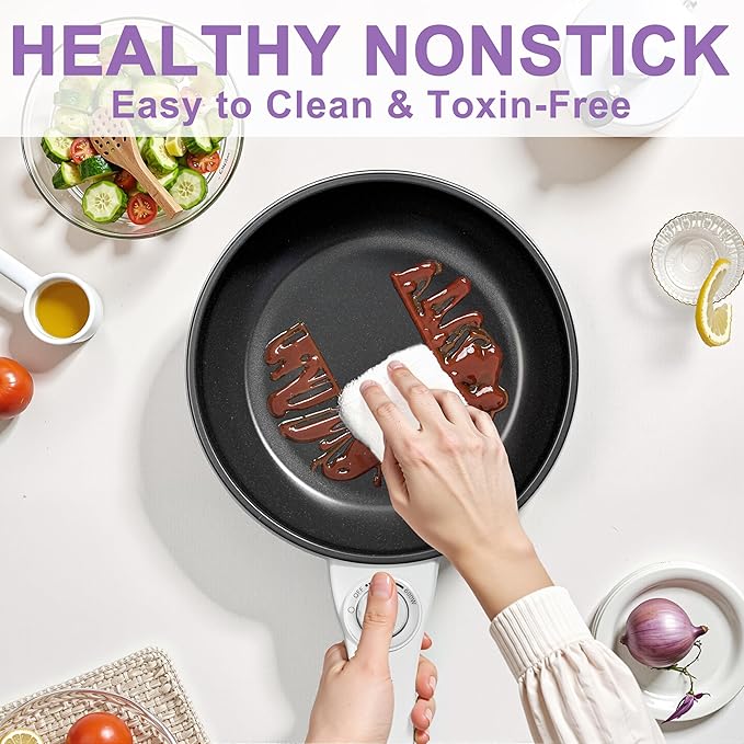 Dezin Hot Pot Electric with Steamer Upgraded, Non-Stick Sauté Pan, Rapid