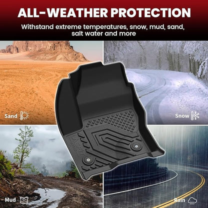 LASFIT Floor Mats for Ford Escape 2019-2013 (Only fit with Adjustable Cargo Floor in Lower Position),Custom Fit All Weather Protector TPE Easy Clean Floor Liners, 1st & 2nd Row, 3PCS Black