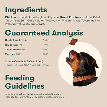 Jinx Tenders Chicken Jerky Dog Treats, All Natural Ingredients, Soft & Chewy, Low-Calorie, Slow-Smoked Chicken & Sweet Potato, No Fillers, 5oz, 6 Pack
