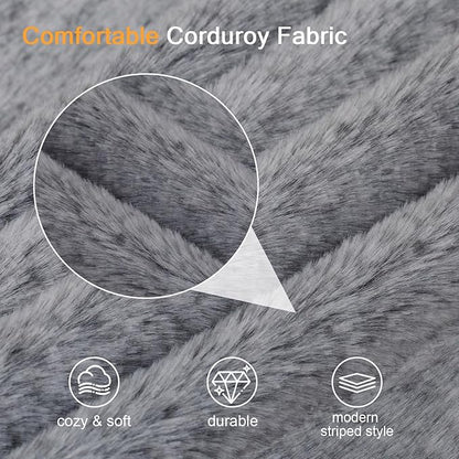 COMAX Convertible Sofa Bed, Folding Floor Couch Corduroy Fold Out Couch Bed Futon Sleeper Mattress with Pillows, Boneless Sofa Comfy Lounge Loveseat for Living Room Bedroom, Snow Grey