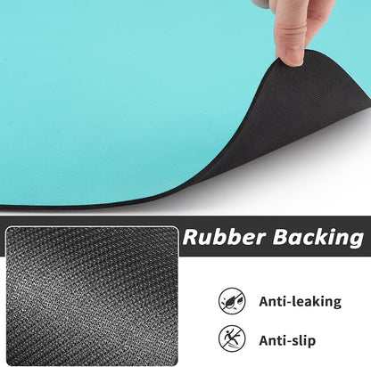 HotLive Dog Food Mat - Absorbent Cat Mat for Food and Water, No Stains Pet Feeding Bowl Mat, Easy to Clean Pet Placemats, Quick Dry Dog Water Dispenser Mat for Messy Drinkers | Paw Teal 24"x36"