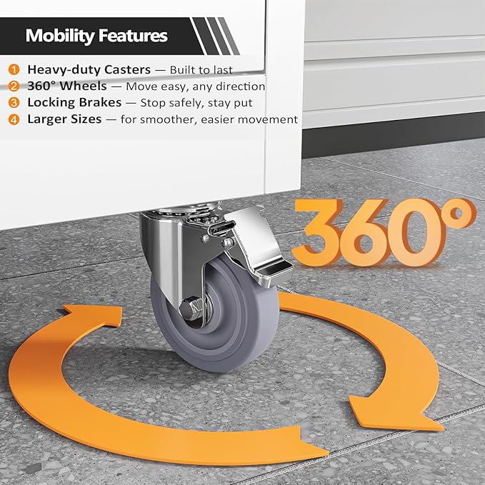 VINGLI Rolling Metal Storage Cabinet