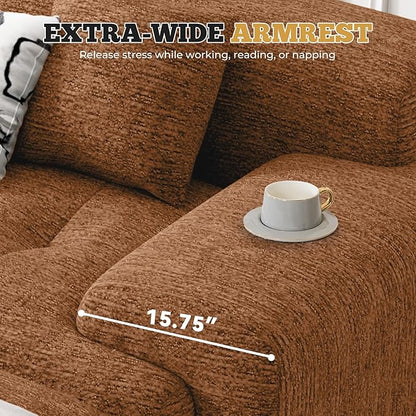 122" Modern L Shaped Modular Sectional Sofa, Boneless Couches for Living Room with Ottoman,4 Seater Convertible Chenille Cloud Couch Sofa Set, No Assembly Required, Orange 1 PCS