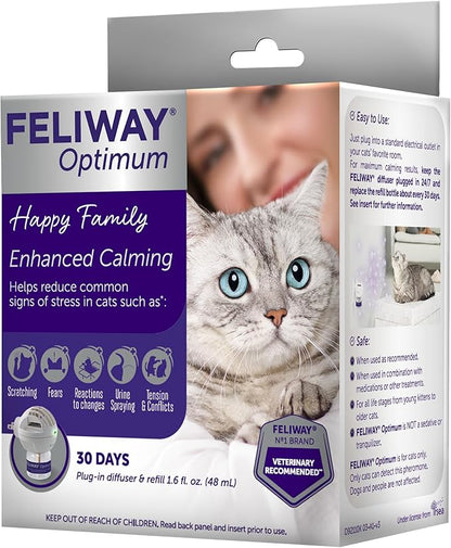 FELIWAY Aroma Diffuser, Optimum Cat, Enhanced Calming Pheromone, 48 mL | 30 Day