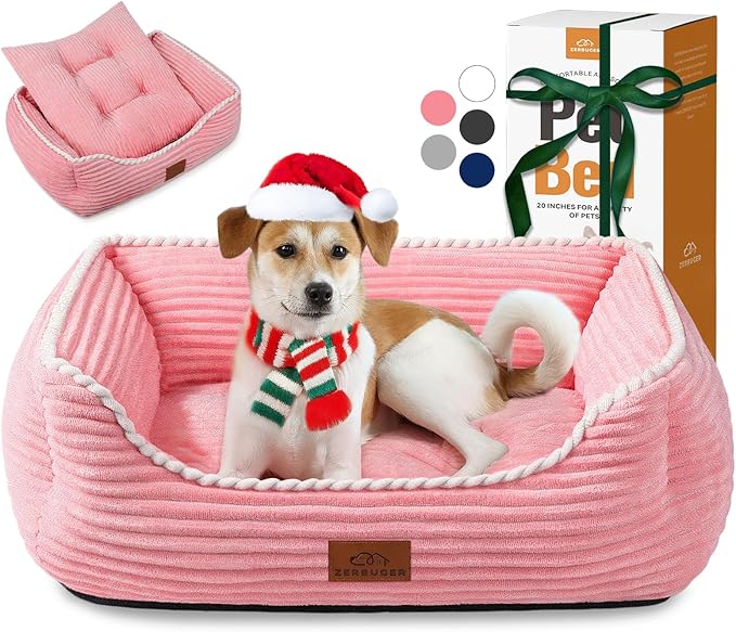 Orthopedic Dog Bed for Large Dogs,Dog Sofa Beds Supportive Foam Pet Couch Bed with Removable Washable Mat and Nonskid Bottom (Large, Pink)