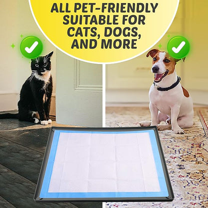 Skywin Dog Pee Pad Holder Tray Fits for 36” x 36” Pee Pads - 1 Pack - Grey | Corner Lock Holes, Raised Edges, Non-Spill, Easy to Clean Silicone Dog Potty Tray Holder, For Indoor Floor Protection