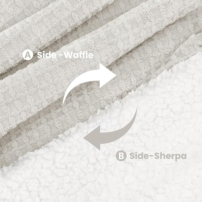 Heated Blanket Electric Throw Waffle, 50x60 Inches Sherpa Fleece Fast Heating