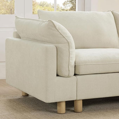 CHITA 127" Super Large Sectional Couches for Living Room, Modular Cloud Couch Sectional Sofa, Premium Fabric Couches, Down Filled, High Density Foam, Chenille in Cream, 3 Seater