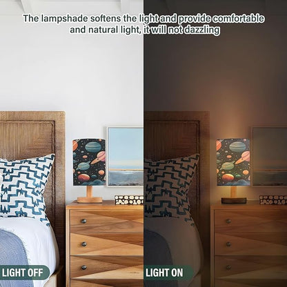 Space Planet Astronomy LED Table Lamp for Bedroom Bedside Lamp with USB Charging Ports Decor Nightstand for Living Room Reading Dorm Desk Home Office