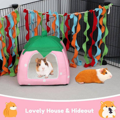 BWOGUE Guinea Pig House Bed Cozy Hamster Cave Large Hideout for Dwarf Rabbits Hedgehog Bearded Dragon Winter Nest Hamster Cage Accessories
