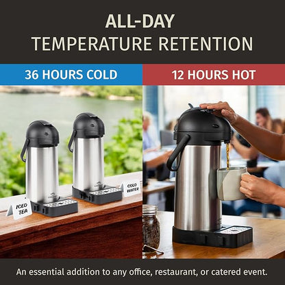 Airpot Coffee Dispenser with Pump & Tray - 102oz/3L Coffee Carafe with Pump -