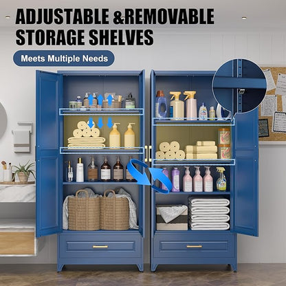 75" Tall Metal Storage Cabinet, Kitchen Pantry Storage Cabinets