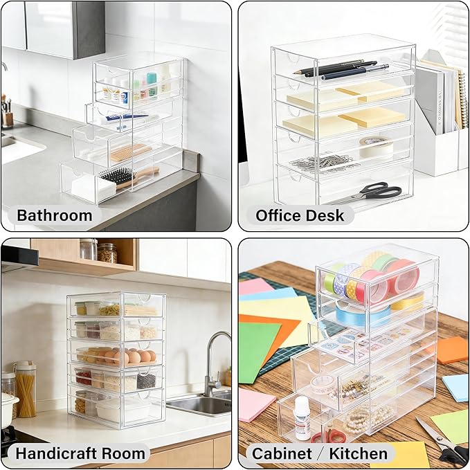 Prsildan Acrylic Drawer Makeup Organizer