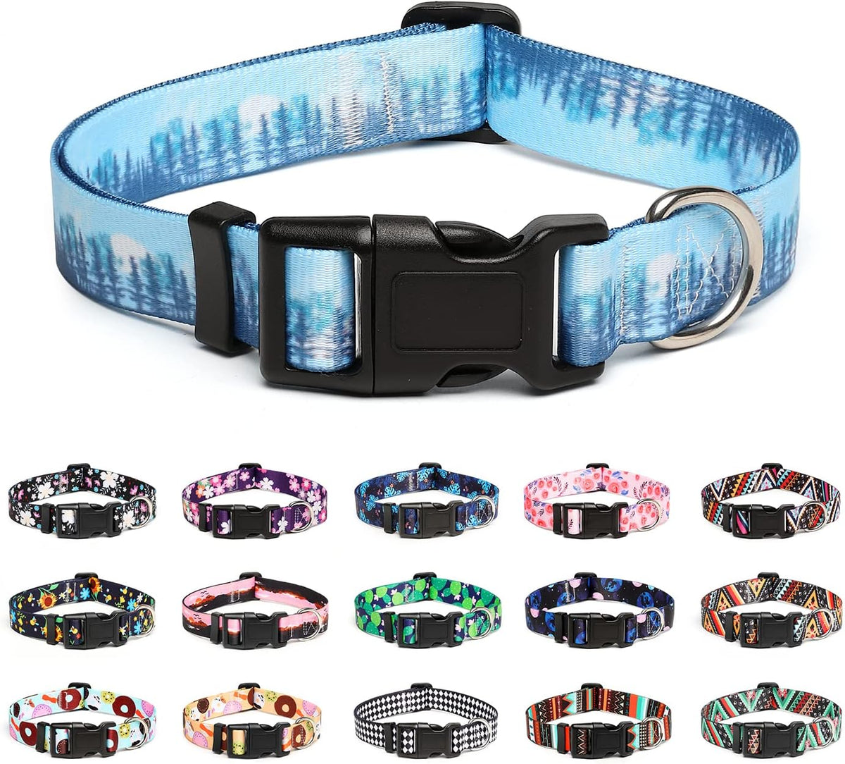 Mercano Adjustable Dog Collar - Special Design Patterns, Soft Nylon Comfortable Durable Pet Collar for Small Medium Large Dogs (XS, Forest)