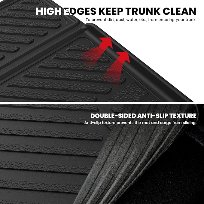 LASFIT Backrest & Cargo Mat for Mitsubishi Outlander 2022-2025 (Not Fit PHEV or Sport Models), Custom Fit All-Weather TPE Rubber Trunk Mat for Mitsubishi Accessories, Waterproof, Easy to Clean, Black