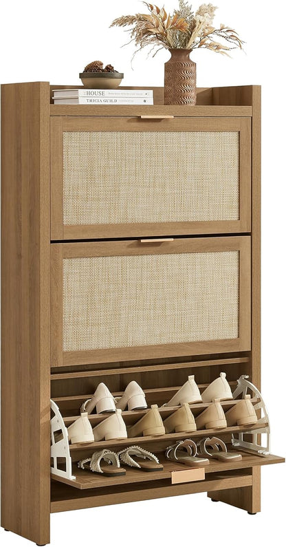 SICOTAS Rattan Shoe Storage Cabinet