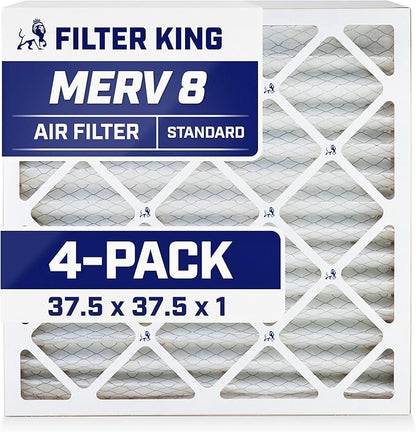 Filter King 37.5x37.5x1 Air Filter | 4-PACK | MERV 8 HVAC Pleated A/C Furnace