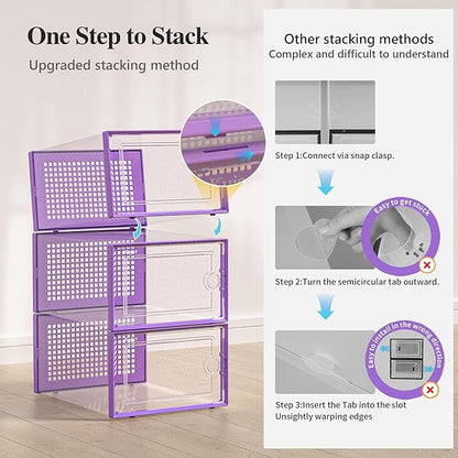 Kuject X-Large Shoe Storage Boxes Organizers Clear Plastic Stackable 12 Pack
