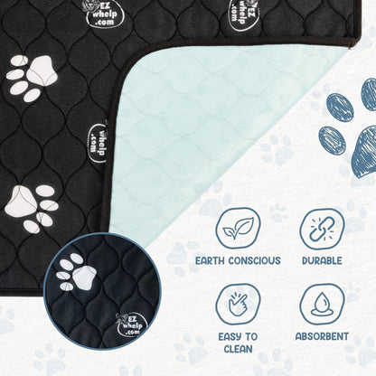 EZwhelp Reusable Dog Pee Pads, Washable Waterproof Mats for Dog Potty Training or Whelping Pads, 39x39 Inch, 2 Pack