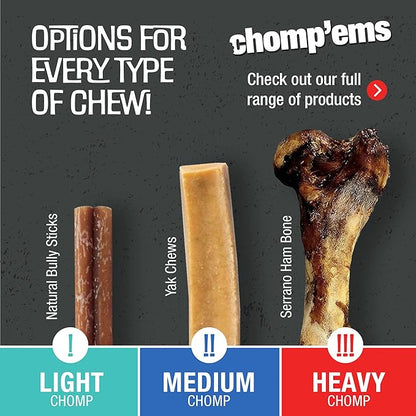 CHOMP 'EMS Purehide Chews - Slow Roasted Naturally Delicious Rawhide Dog Treats - High Protein Beef Hide - Bacon Flavor, Sticks, 8.5 Oz.