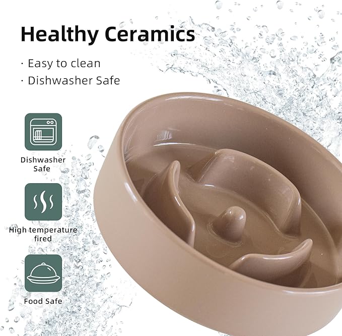 Ceramic 0.9 Cup Dog Bowl Slow Feeder