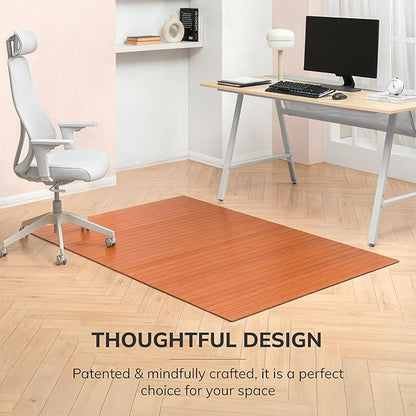 Anji Mountain Office Chairmat Thickest & Sturdy Bamboo Chairmats Highly Premium Quality Anti-Slip Heavy Duty for Multi-Purpose Hardwood Floor Office & Home Floor Protector Office Chair mat-5mm Thick