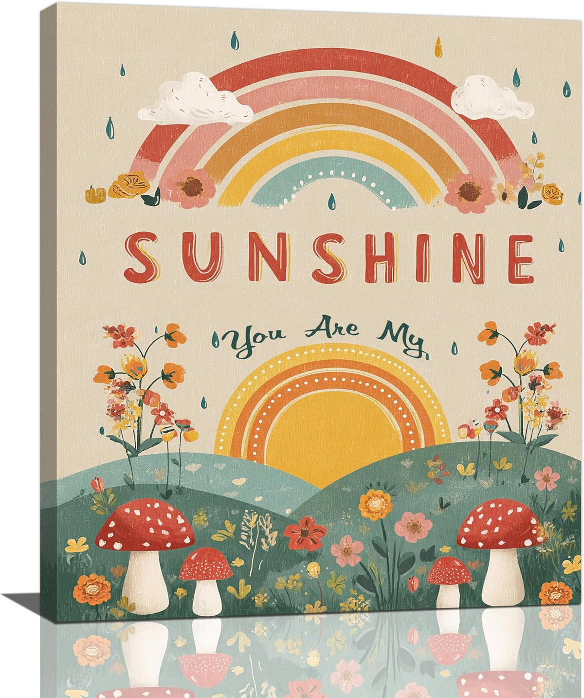 You Are My Sunshine Inspirational Canvas Wall Art Motivational Encouragements Wall Decor First Communion Gifts for Girls Boys Toddler Teens Pictures Painting Print Artwork Framed Decorations Nursery Dorm Bedroom 20"x24"