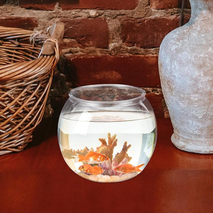 Mipcase Unbreakable Transparent Fish Tank Globe 5.90In Round Plastic Fish Bowl Desktop Aquarium Decor for Home Office Tabletop