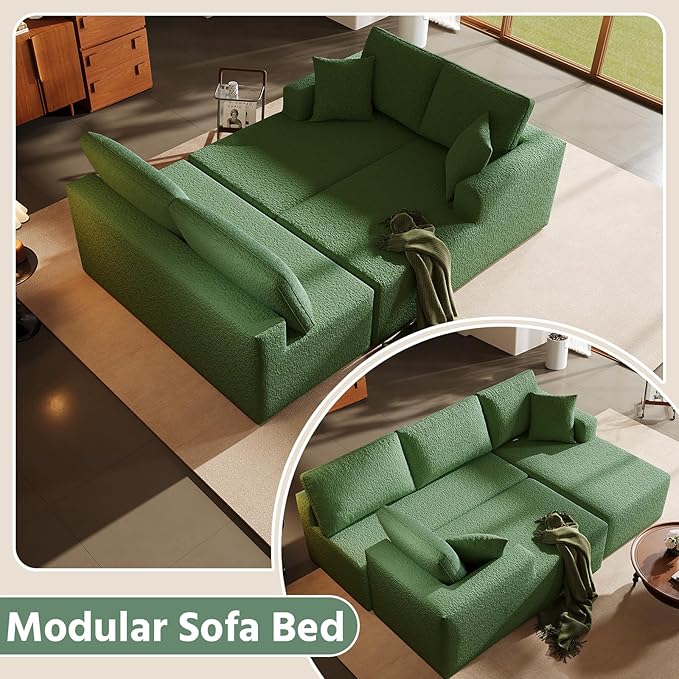 140" Modular U-Shaped Sectional Sofa, 7-Seater Cloud Couch with Double Chaise, Modern Sleeper Sofa,No Assembly Sectional Cloud Boneless Sofa Couches for Living Room/Apartment