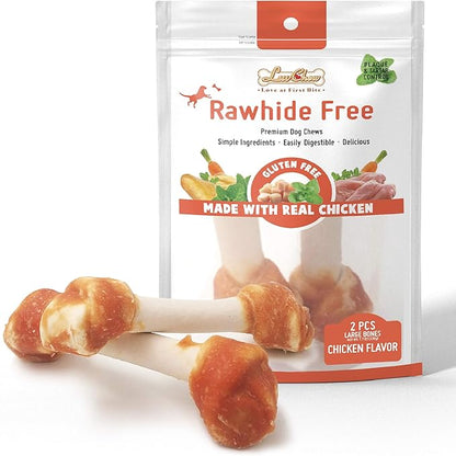 Premium Dog Bones, Rawhide-Free, Made with Real Chicken and Wholesome Vegetables, Made with Limited Ingredients (Large 2pcs/Pack)