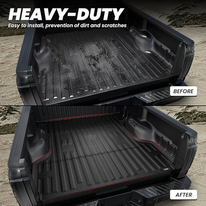 LASFIT Truck Bed Mat for 2009-2016 Ford F250 F350 F450 6.75ft Super Duty 81.9'' Bed Liner(Not fit with Drop-in Bed Liner), TPE 100% All Weather Car Bed Mat for F-250 F-350 F-450,1PCS Black