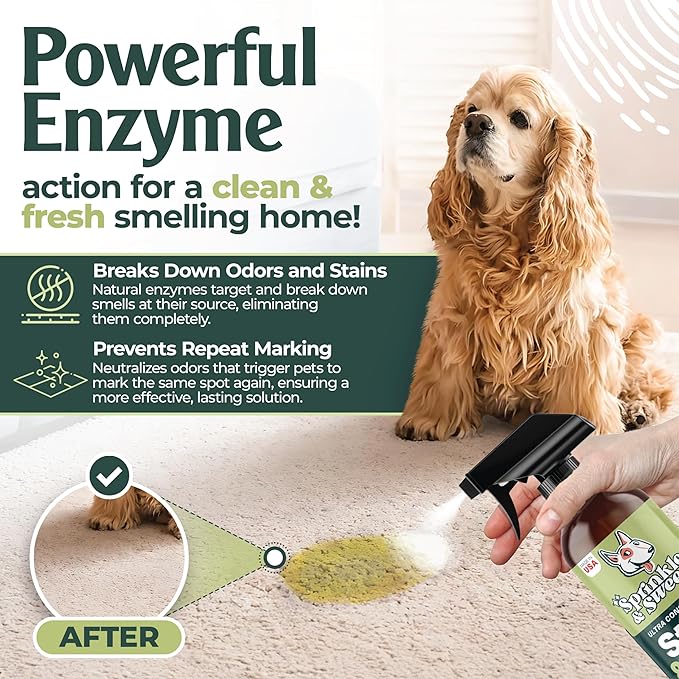 Sprinkle & Sweep Pet Accident Cleanup for all Hard Surface - Non Toxic Quick Pet Mess Cleaner & Odor Remover for Urine, Poop, Vomit, Diarrhea & Potty Training (1Bag + Sweepr Kit + 1 Spray)