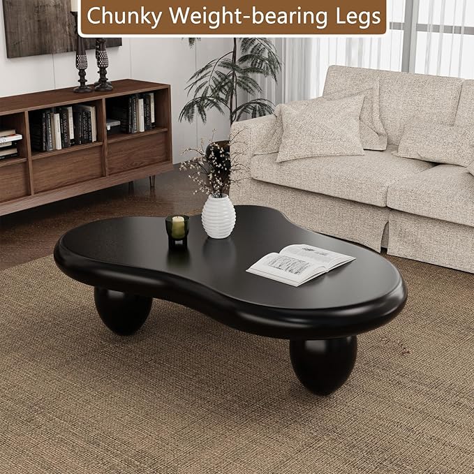 Cloud Coffee Table Modern Cute Coffee Tables Irregular Simple Tea/Center Table for Small Space End Table for Living Room, Home Office, Indoor (Black A Cloud 40" Wx27.6 Dx11.8 H)