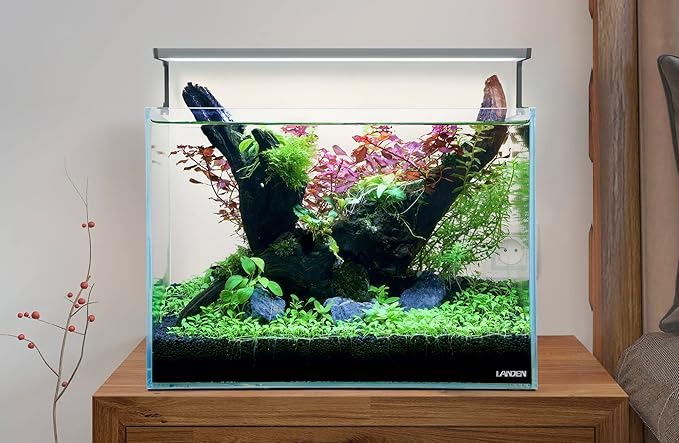 Landen 45P 10 Gallon Rimless Low Iron Aquarium Fish Tank,W17.7×D11.8×H11.8 in(45x30x30cm) 5mm Thickness with Nano Foam Leveling Mat