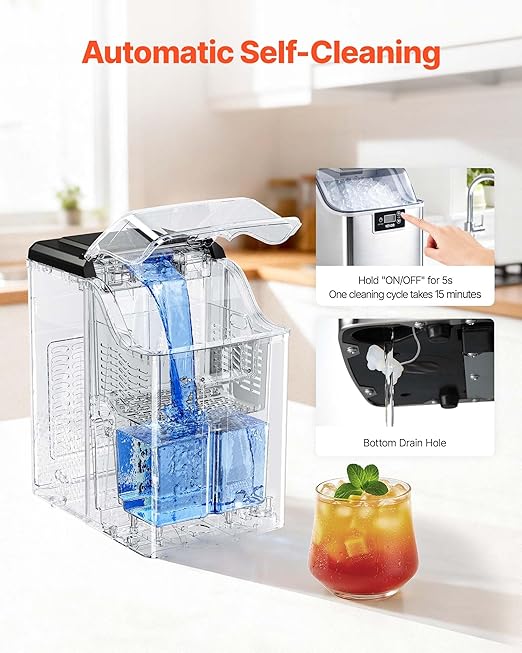 VEVOR Countertop Ice Maker, 44 lbs per Day, Self-Cleaning Portable Machine