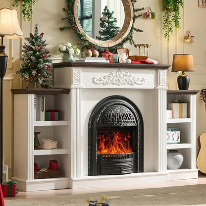 78" Electric Fireplace with Mantel, Birdcage-Style Fireplace Entertainment