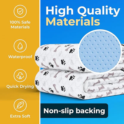 Washable Pee Pads for Dogs - Waterproof Reusable Puppy Pads with Anti-Slip Backing, Pet Training Pad for Puppy Playpen, Crate, Whelping Box, Potty Training (Pack of 48 - 30x34)
